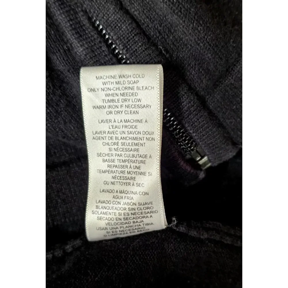 MICHAEL KORS Men's Full Zip Knit Cardigan Sweater Jacket Black 100% Cotton XL